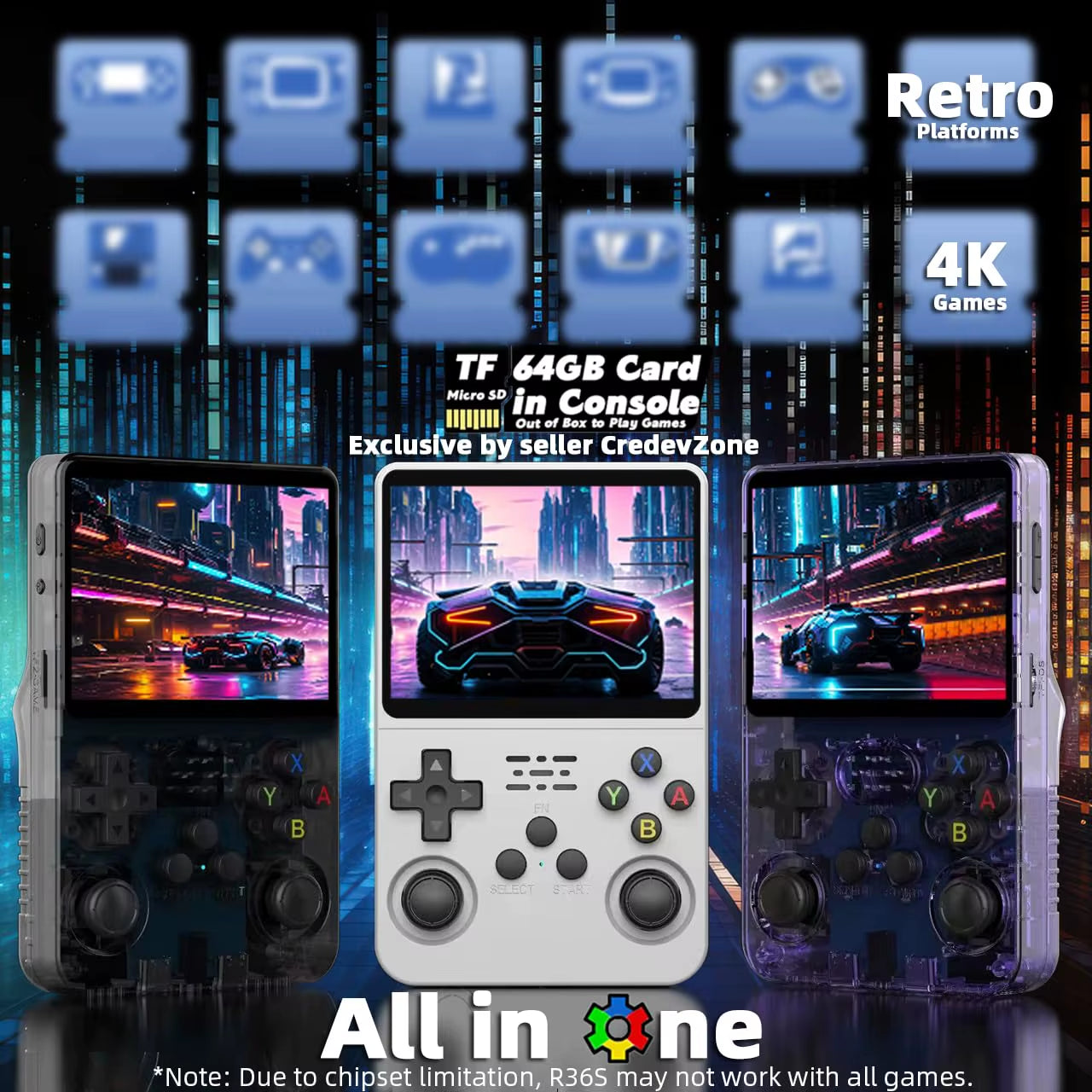 Ark R36S Retro Game Console Handheld Video Arkos 2.0 System 3.5 Inch Single Card Portable Pocket Video Player 64GB 128GB 20000 Games