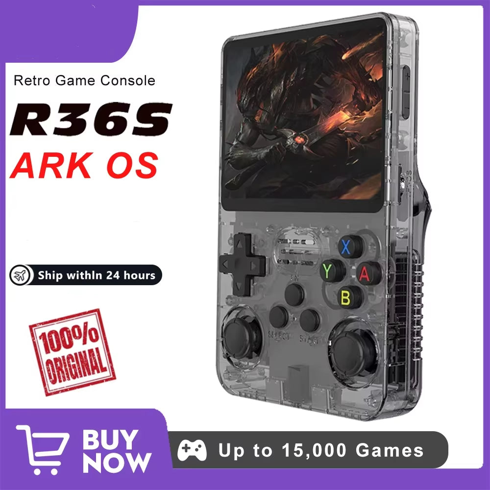 Ark R36S Retro Game Console Handheld Video Arkos 2.0 System 3.5 Inch Single Card Portable Pocket Video Player 64GB 128GB 20000 Games