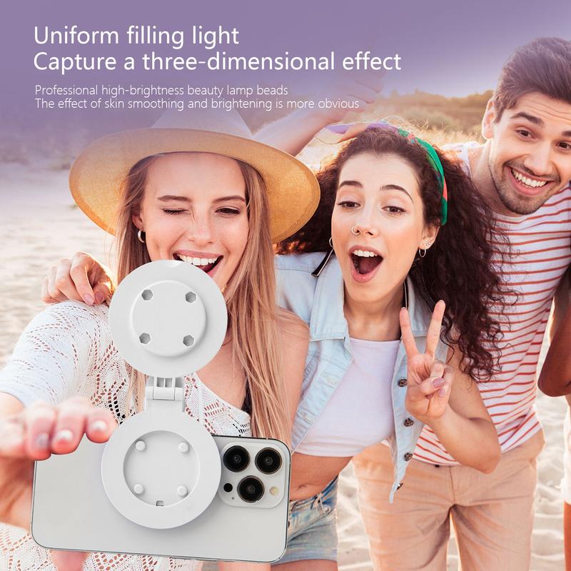 360° LED Ring Light with Mirror & Phone Holder ，3-In-1 Rechargeable Makeup Light for Live Streaming, Video Calls, Selfie (Portable, 3 Color Temperatures, Foldable),Halloween,Halloween Makeup